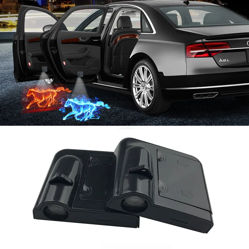 2pcs car door logo light Wireless Welcome light LED Laser Projector Logo Ghost Shadow Light Wireless Car Door Welcome light