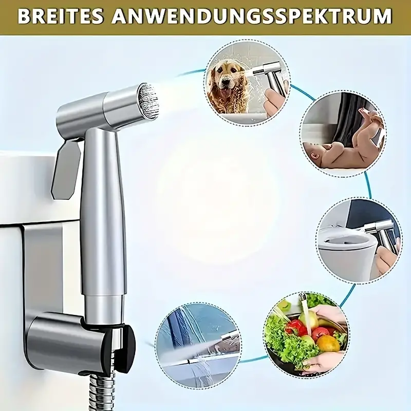 Set, Stainless Steel Toilet Spray Gun Set, Water Sprayer, Bathroom Cleaning Accessories