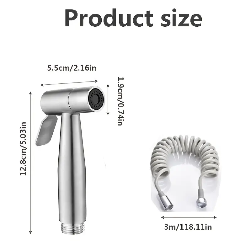 Set, Stainless Steel Toilet Spray Gun Set, Water Sprayer, Bathroom Cleaning Accessories
