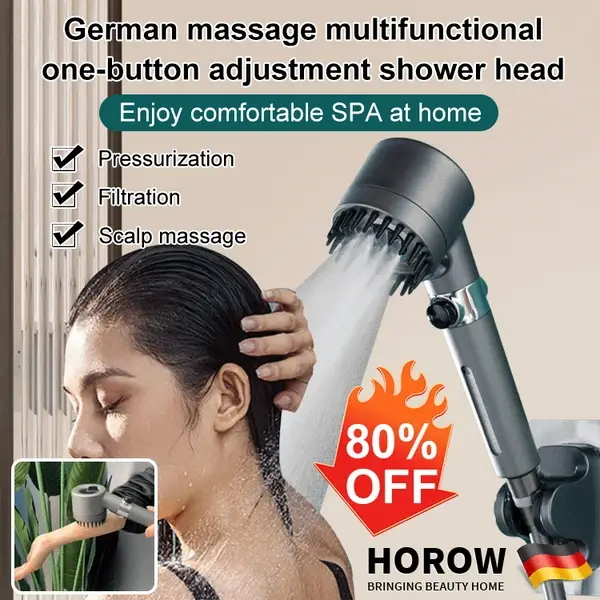 (🔥 HOT SALE NOW-70% OFF) -🎁German massage multifunctional one-button adjustment shower head